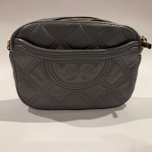 Tory Burch Dark Gray Quilted Crossbody Bag
